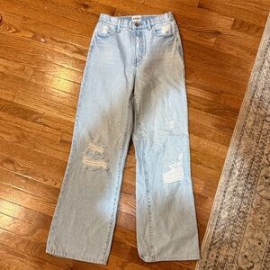 Light Blue Distressed Jeans wide leg